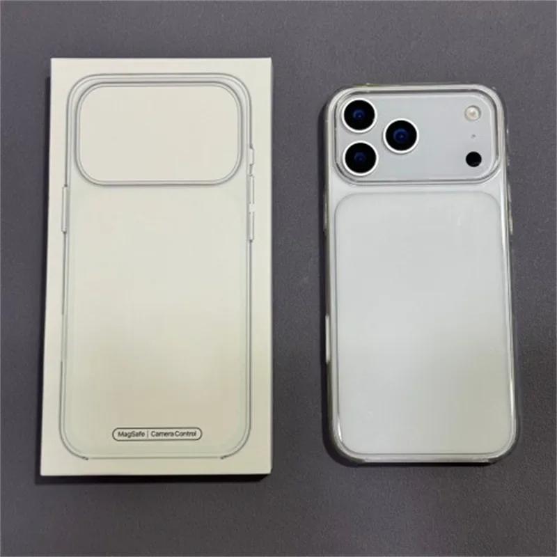 Pro iPhone 17 Pro 17 Pro Max HD Průhledný Polozabalený Kryt na Telefon s Ochrannou Dotykovou Tlačítka Fotoaparátu S Magnetickou Animací Nárazuvzdorný Kryt na Telefon