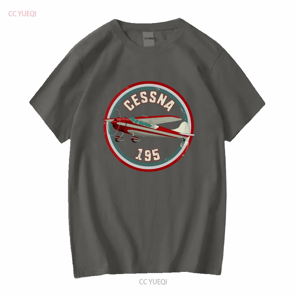 Cessna 195 Airplane T Shirt long or short sleeves vintage Washed fashion graphic Versatile Casual Top For Everyday Wear
