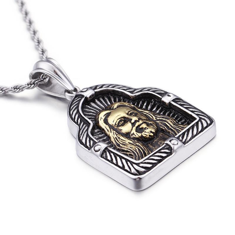 Personalized Mens Long Hair Jesus Necklace Pendant Necklace Accessories