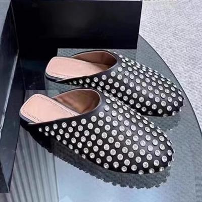 Mode Damenmode Baotou Hausschuhe Herbst Neu Runde Zehenpartie Tiefer Ausschnitt Strass Freizeit Bequeme Sandalen