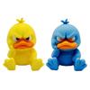 Cartoon Angry Duck Figurine 3D Printed Frowning Sitting Duck Statue Sculpture Little Blue Yellow Duck Ornament Decoration