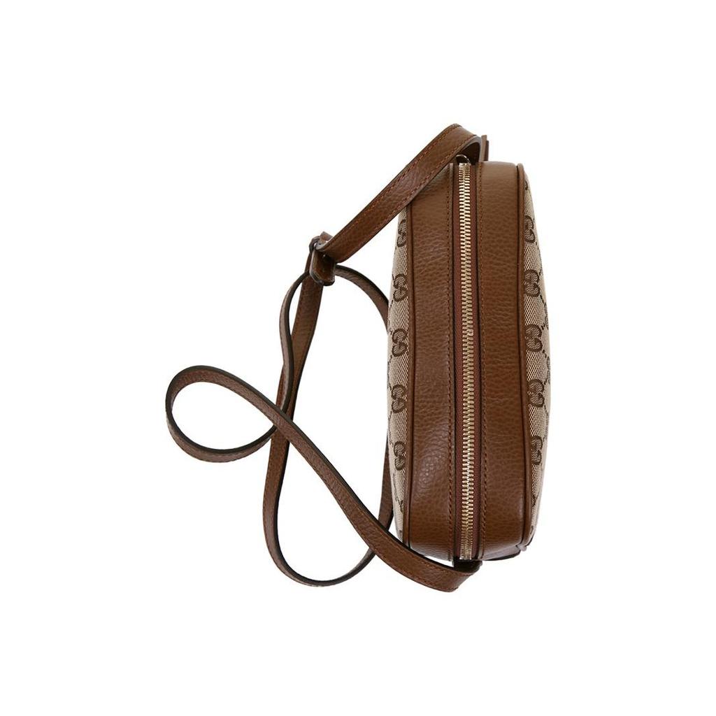 Gucci GG Supreme Canvas Brown Leather Mini Crossbody Camera Bag For Unisex Daily Use