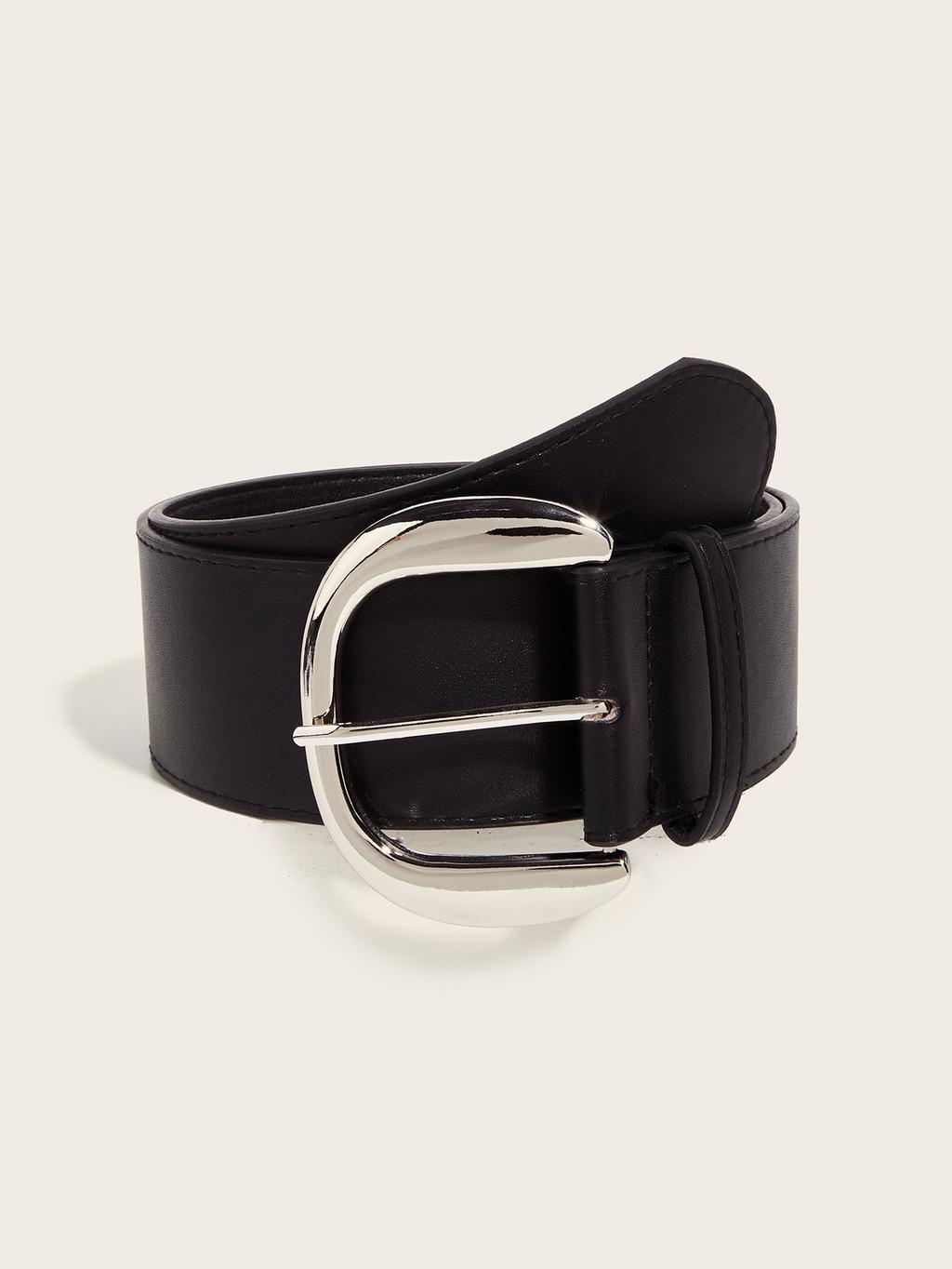 

Vintage Mad Mad Style Wide Belt For Women Men Waist Cincher With Square Snap Button For Casual Street Fashion Black PU Silver