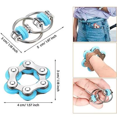 ADHD Anxiety Relief Antistress Metal Keychain Ring Finger Venting Sensory Plaything Flippy Bike Chain Decompression Toy