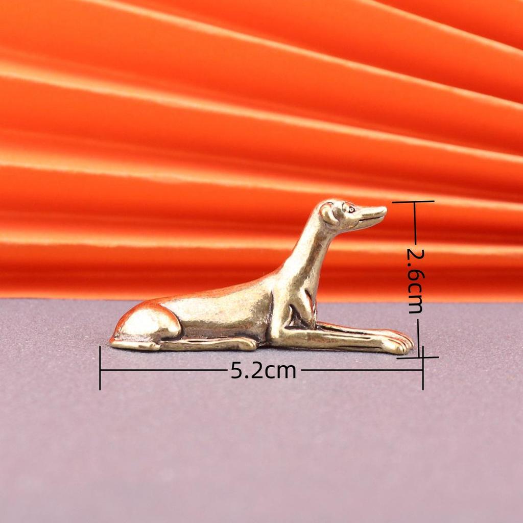 Brass Wangcai Zodiac Dog Antique Decor - Small Bronze Sleeping Dog Tea Pet