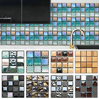 10pcs Wall Decal Wall Sticker Self Adhesive Mosaic Tile Backsplash DIY Bathroom Home Decor