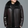 Giacca in pelle da uomo in vera pelle da uomo invernale nuovo collo in pelliccia di volpe fodera rimovibile giacca in pelle di pecora piumino da uomo giacca