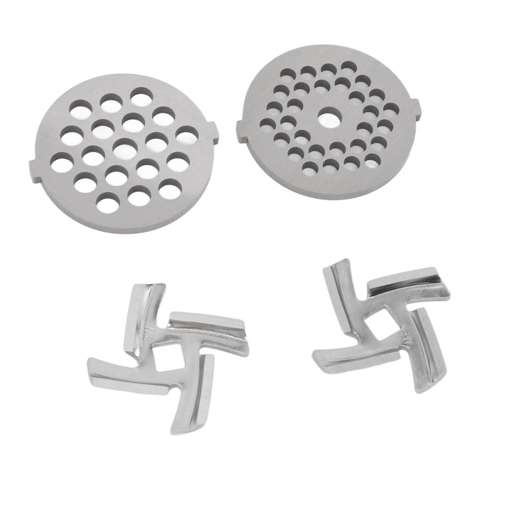Stainless Steel Meat Grinder Plate Discs Grinding Blades for Food Grinder Attachment 2 Sharp Blades 2 Cutting Plates