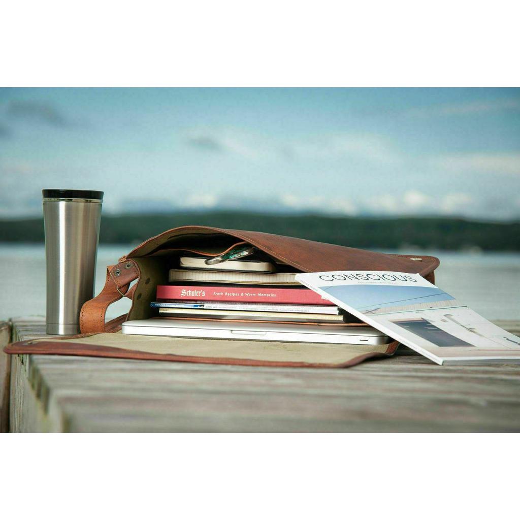 Vintage Handmade Briefcase Satchel Goat Leather Laptop Messenger Shoulder Bag