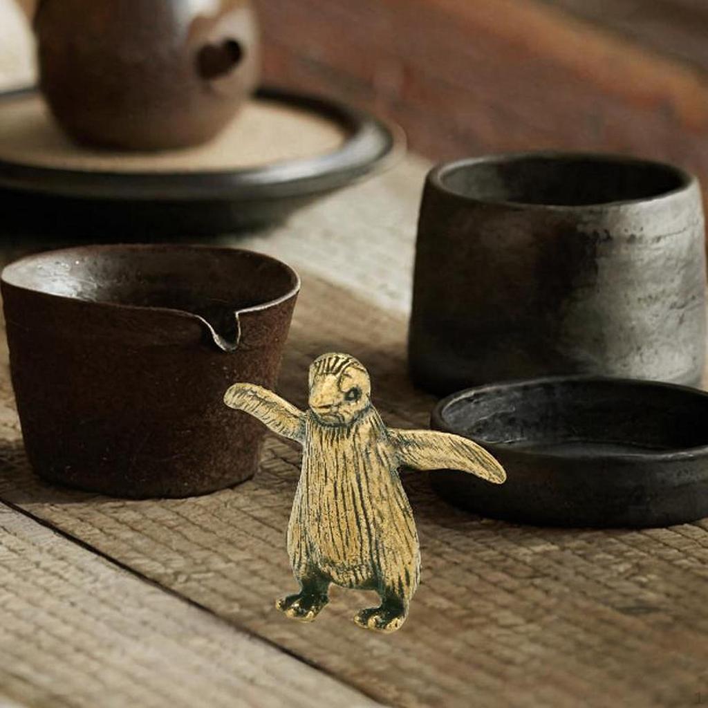 Mässing Pingvin Samlarobjekt Gåva Liten Skulptur Kopparstaty Konst Prydnad för Kontor Hem Sovrum