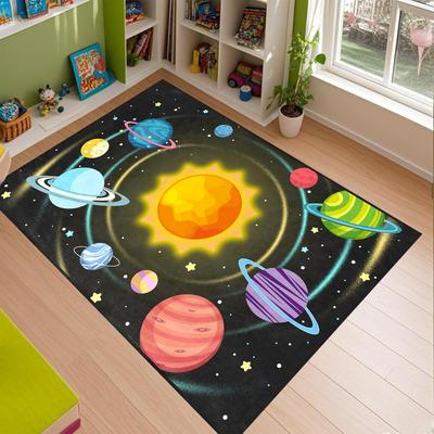 Planetenteppichmatte Sonnensystem Kinderzimmer Antirutschteppich Dekoration Sonnensystem Planet Stern Design Waschbare Bodenmatte