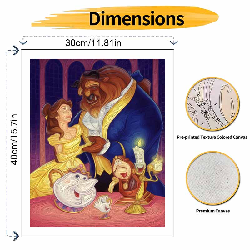 Disney Beauty and the Beast digital oil painting art handmade diy gift home decoration
