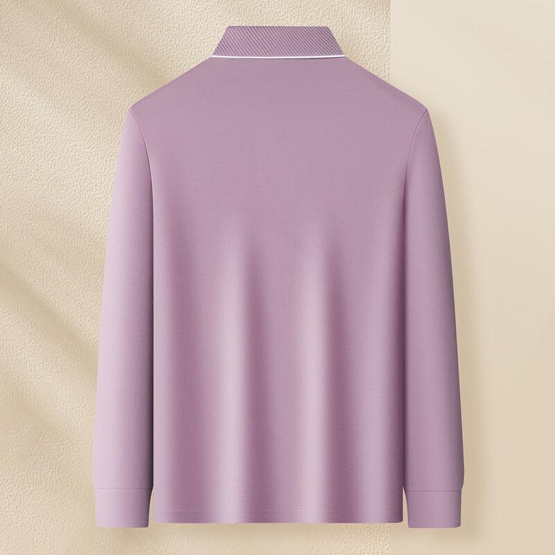 MONTAGUT Men's Autumn Breathable Long-Sleeve Mesh Pique Polo Shirt with Jacquard Collar