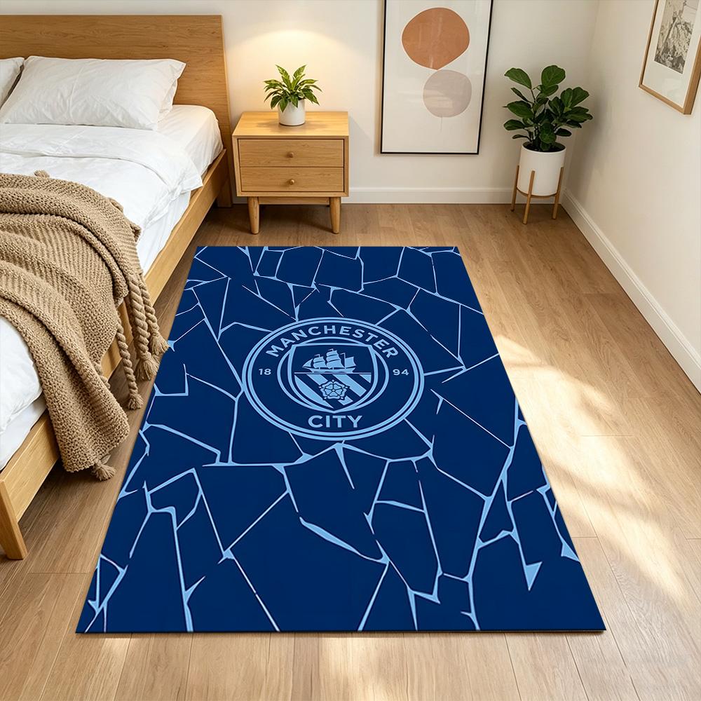 Manchester City Football Club Decorative Area Rug Soft Plush Non-slip Bottom Kitchen & Bathroom Use Fashionable Home Decor Perfect Gift