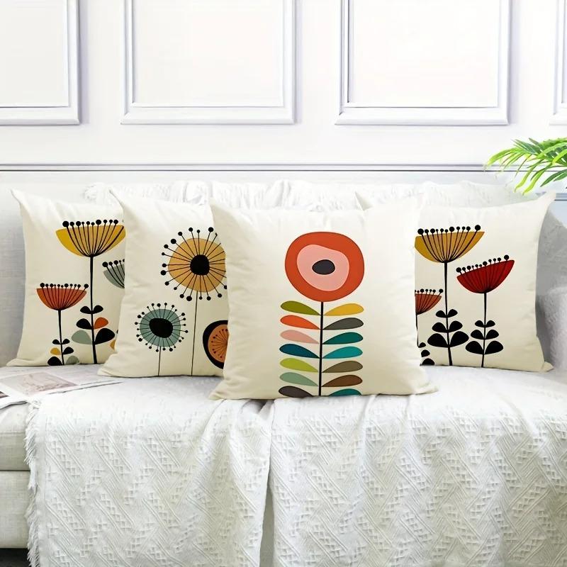 Heimdeko Lebhaftes Abstraktes Florales Muster Kissenbezug Geeignet Für Sofa Schlafzimmer Auto Kissenbezug