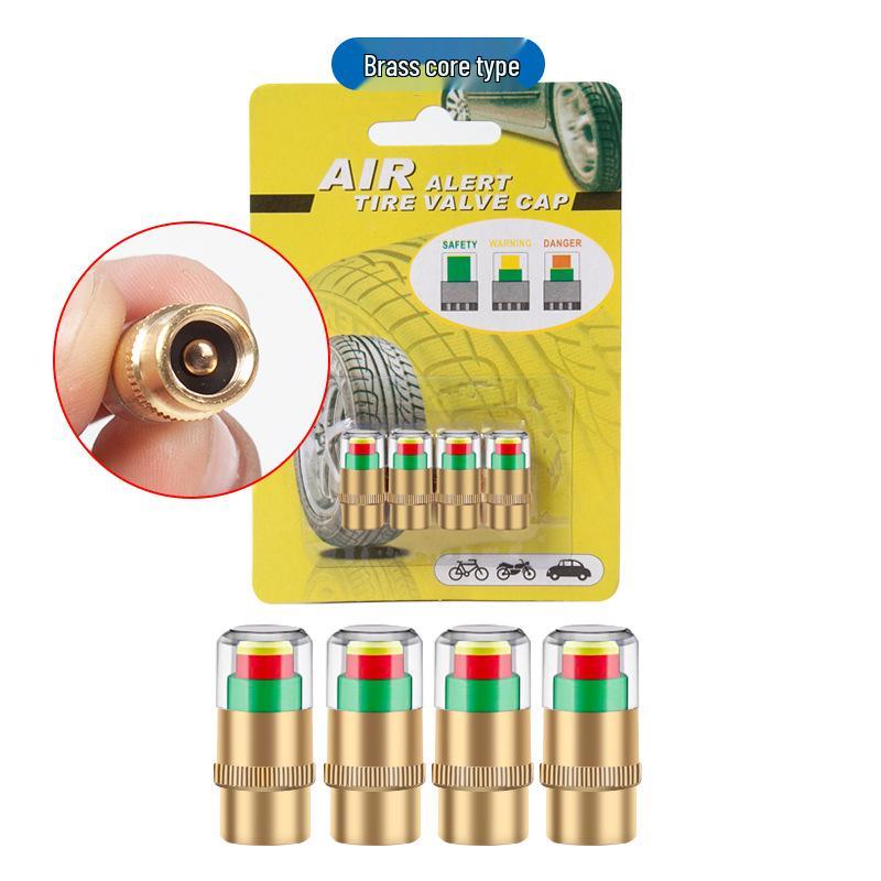 4-Pack Car Tire Pressure Monitoring Caps, 2.4BAR with Copper Core