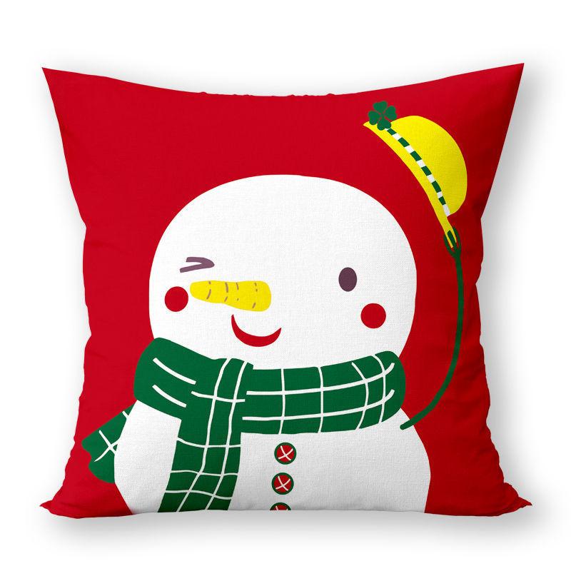Christmas Pillow Super Soft Printed Christmas Santa Claus Cushion Festive Square Waist Pillow Case