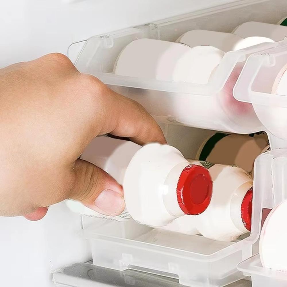 Stackable Beverage Dispenser Rolling Refrigerator Storage Box New Refrigerator Drink Holder