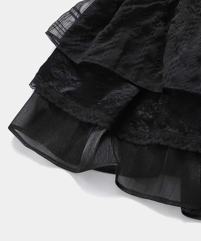 Lupeon Frill Cancan Skirt [Black]