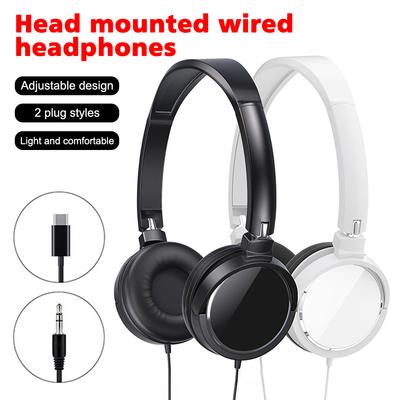 3,5mm/Typ-C Kabelgebundene Kopfhörer Faltbares Verstellbares Headset Bass Stereo Kopfhörer Für PC MP3 Handy Kopfhörer Mit Geräuschunterdrückung