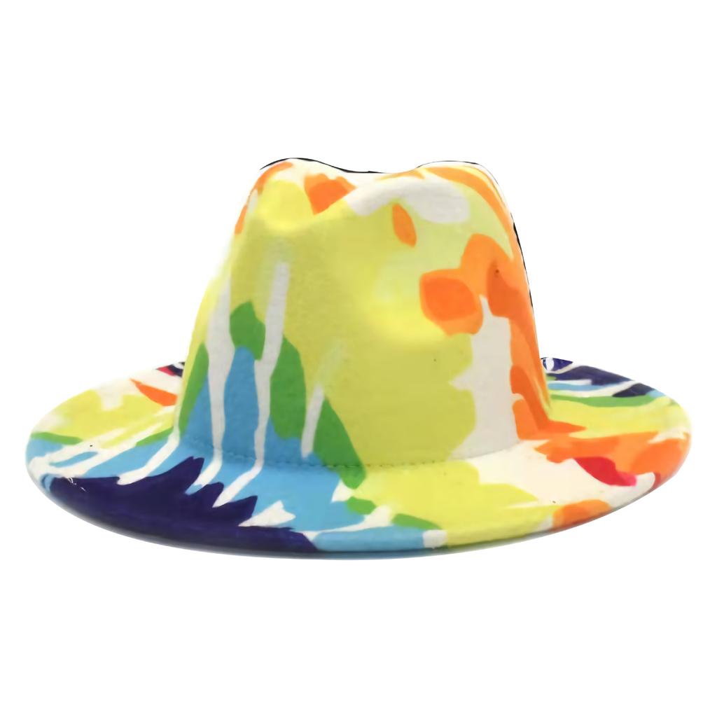 New Five-Color Clown Colored Graffiti Stage Hat Performance Hat Big Brim Woolen Hat Jazz Top Hat
