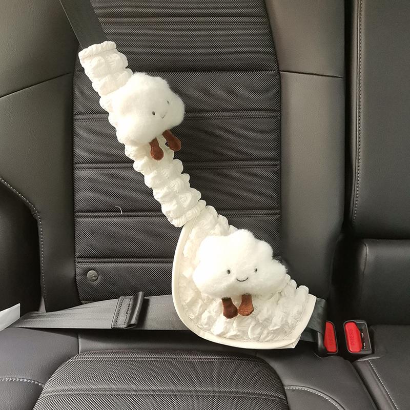 2PCS Cute Cartoon Bow Cloud Car Seat Belt Cover For Children Auto Seatbelt Adjuster Cases Shoulder Pad Protector Car Accessories