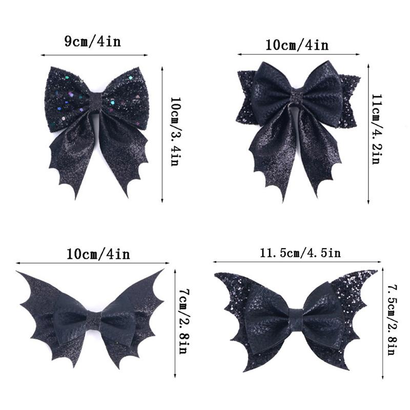 Classical Halloween Festival Girl'S Chunky Leather Bat Hair Bow Clip Wholesale Diy Hair Accessories Headwear Barrette