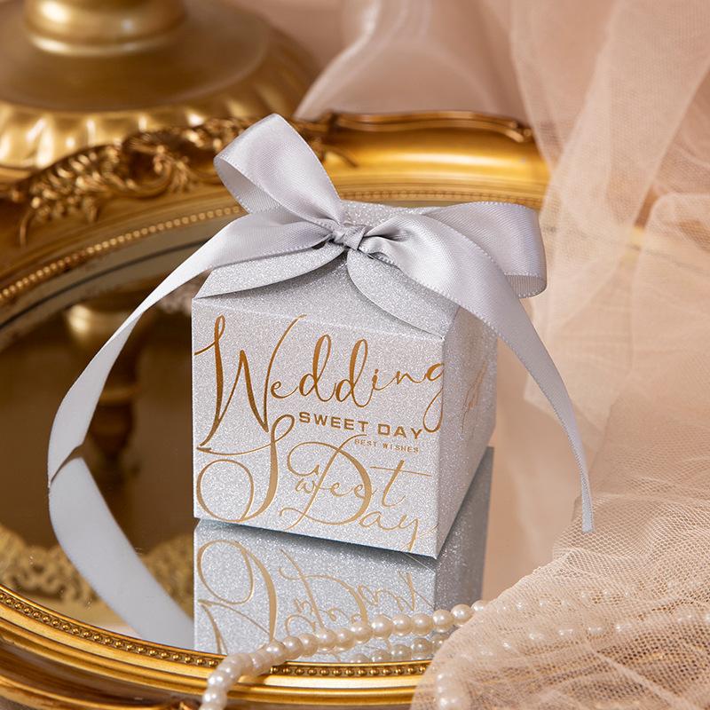 5/10Pcs Wedding Favors Boxes Candy Gift Boxes with Creative Ribbon Rectangle Paper Sweets Box for Engagement Party Anniverary