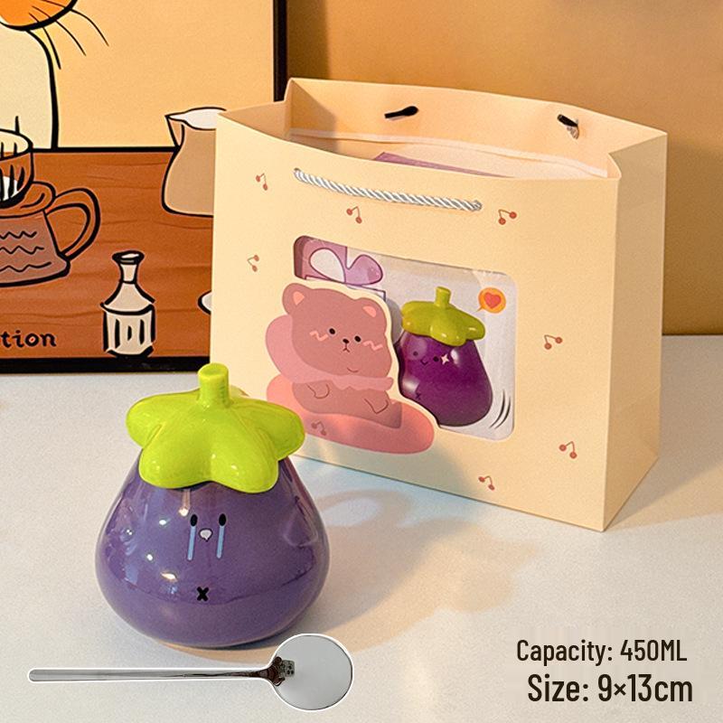 Creative Cartoon Cute Mug with Lid and Spoon - Large Capacity Ceramic Coffee Cup for Women & Couples