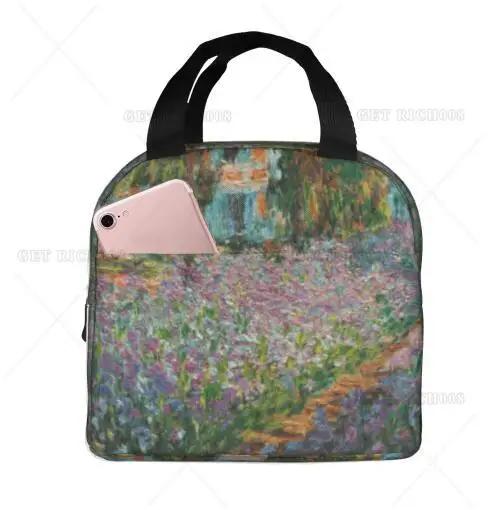Monet Art Painting Lotus Flowers Lunch Bag Small for Men Women Kids Outdoor Picnic Work School Lunch Box Bag Insulated Gift