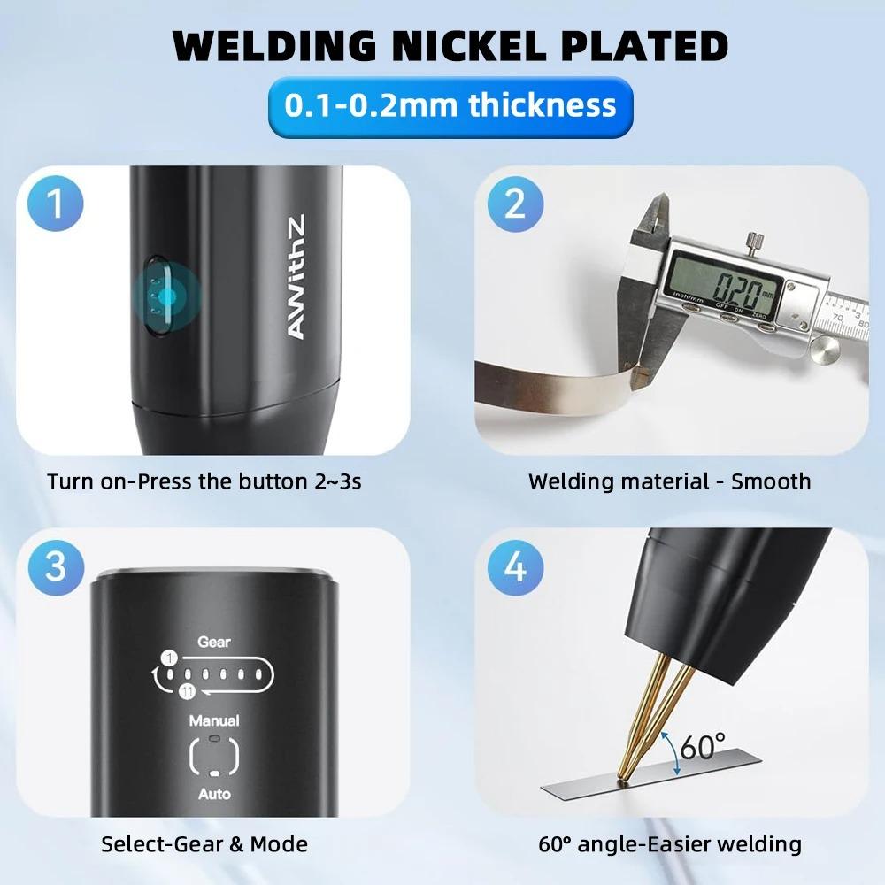 Portable Battery Welder 11 Gear Adjustable Spot Welder Handheld Mini Spot Welding Machine for 18650 Battery Welding Nickel Sheet
