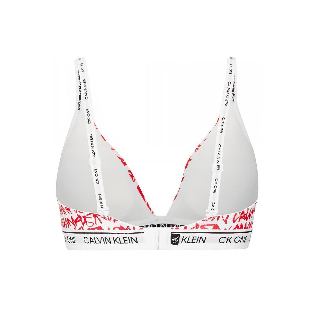 Calvin Klein SS23 Biustonosz z nadrukiem literowym z wyjmowanymi wkładkami Bielizna damska Biały Czerwony QF5730-5V1