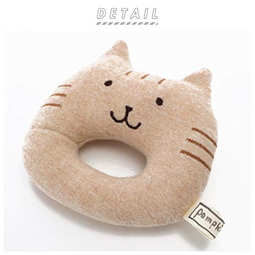 Y-1299 Pompkins BABY 100% Organic Cotton Chipmunk Series Rattle, Made in Japan (Natural)