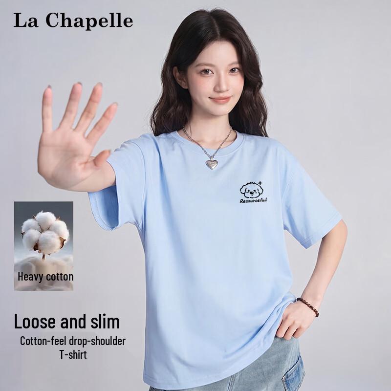 La Chapelle Women s Korean Style Drop Shoulder Cotton T-shirt L