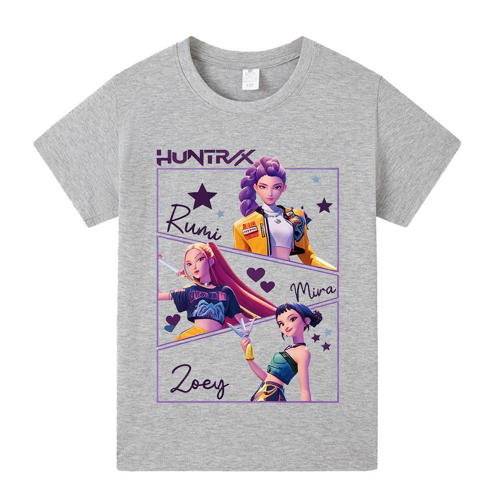 A1241 Kinder Jungen Mädchen Kpop Rumi Zoey Mira Print Kurzarm T-Shirt