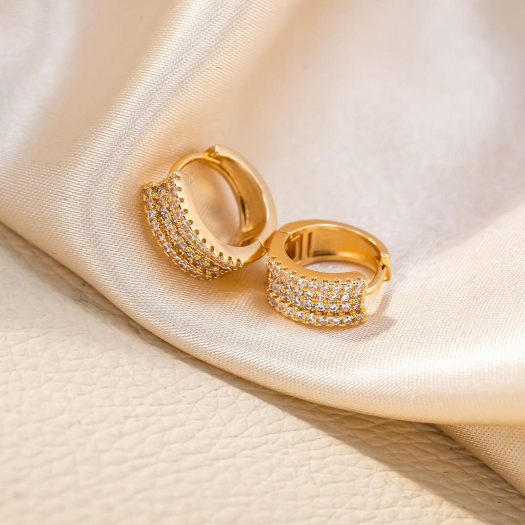 Retro European & American Rhinestone Hoop Earrings - Korean Style Freshness