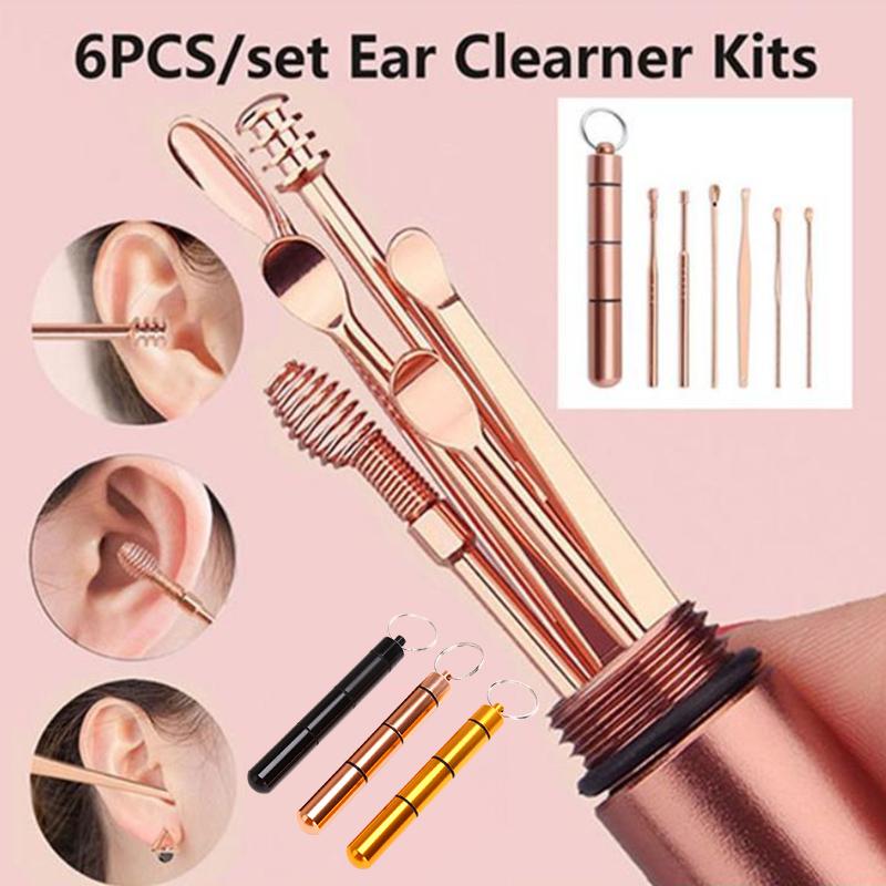 

Portable Ear Scoop 6-Piece Ear Cleaner Double-Headed Spring Ear Picking Tool