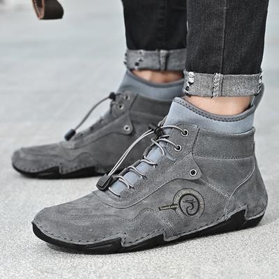 Heren Nieuw Natuurlijk Leer Zachte Zool Casual Winterlaarzen Buitenshuis Tooling Wandelen Bergbeklimmen Reizen Antislip Slijtvaste Schoenen