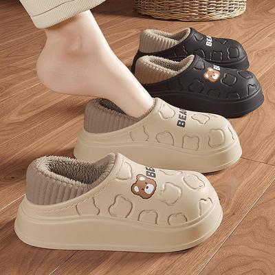 Women's Waterproof Cotton Slippers - Autumn/Winter 2025, Closed-Heel, Non-Slip, Warm Thick Soles, Indoor Casual Shoes