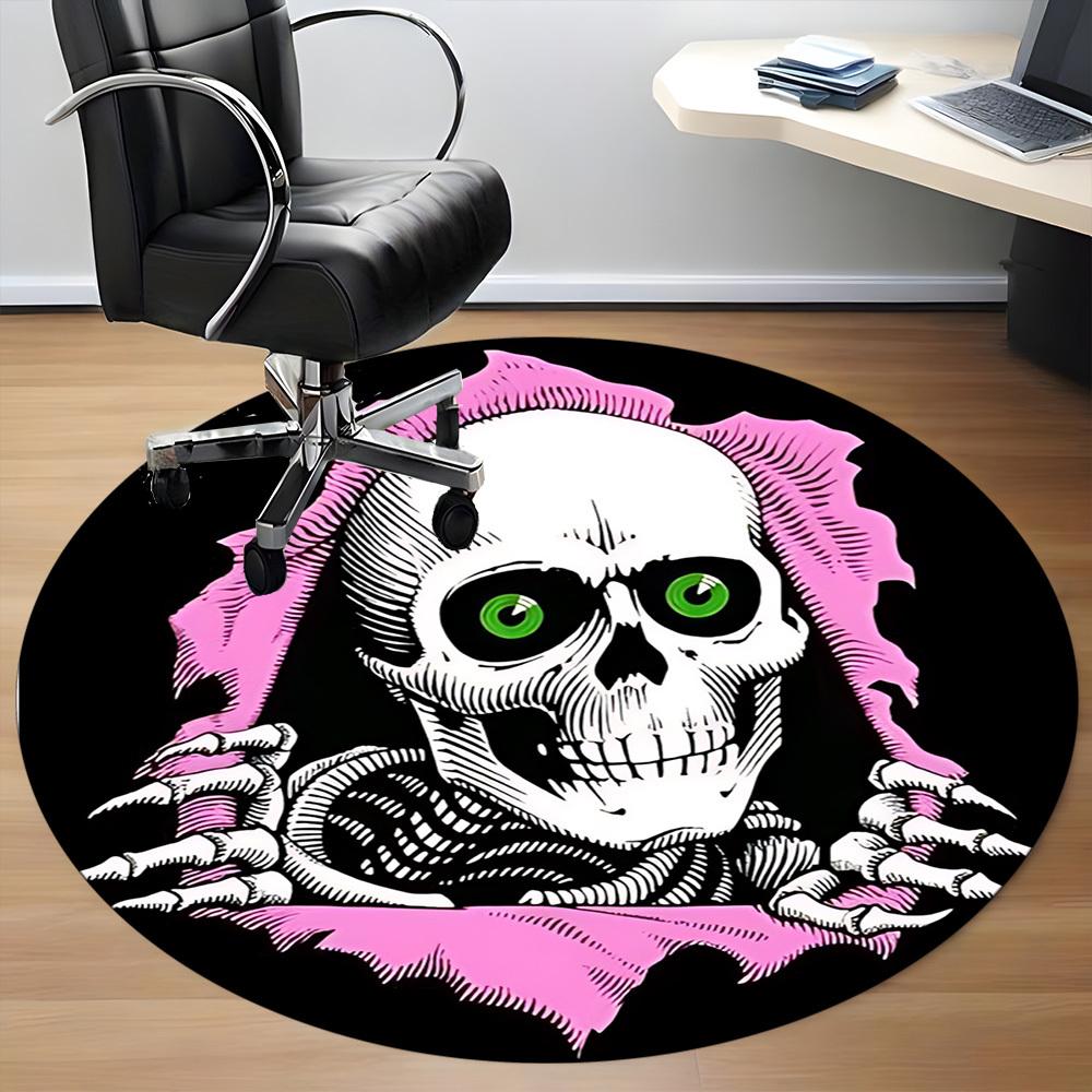 1pc Skull, Ripper Carpet, Round Non Slip Durable Large Size Office Carpet, Suitable for Office