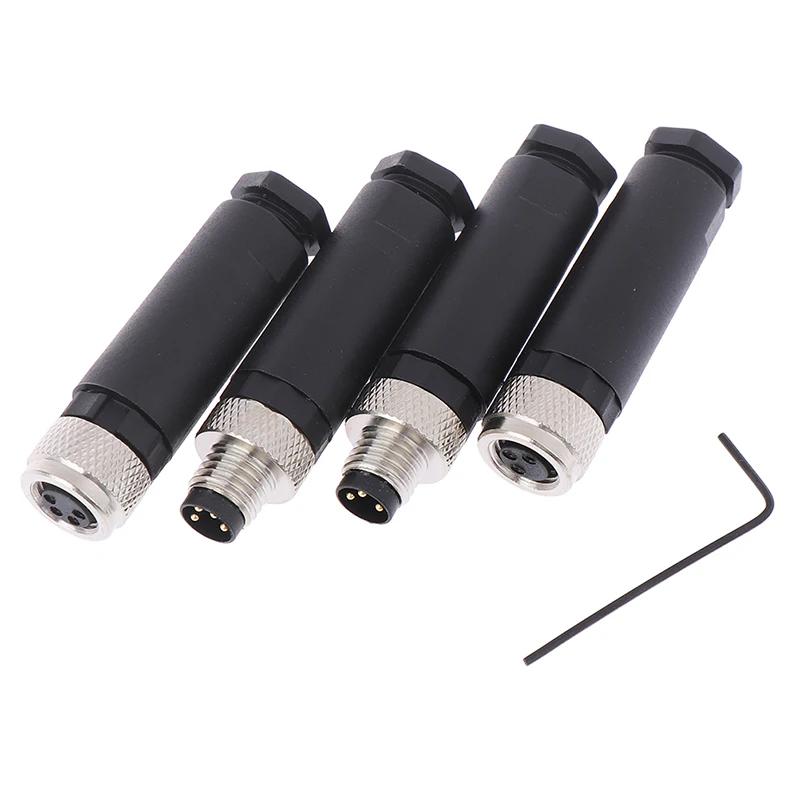1Pc M8 Sensor Connector 3/4 Pin Male/Female Straight Angle Plug