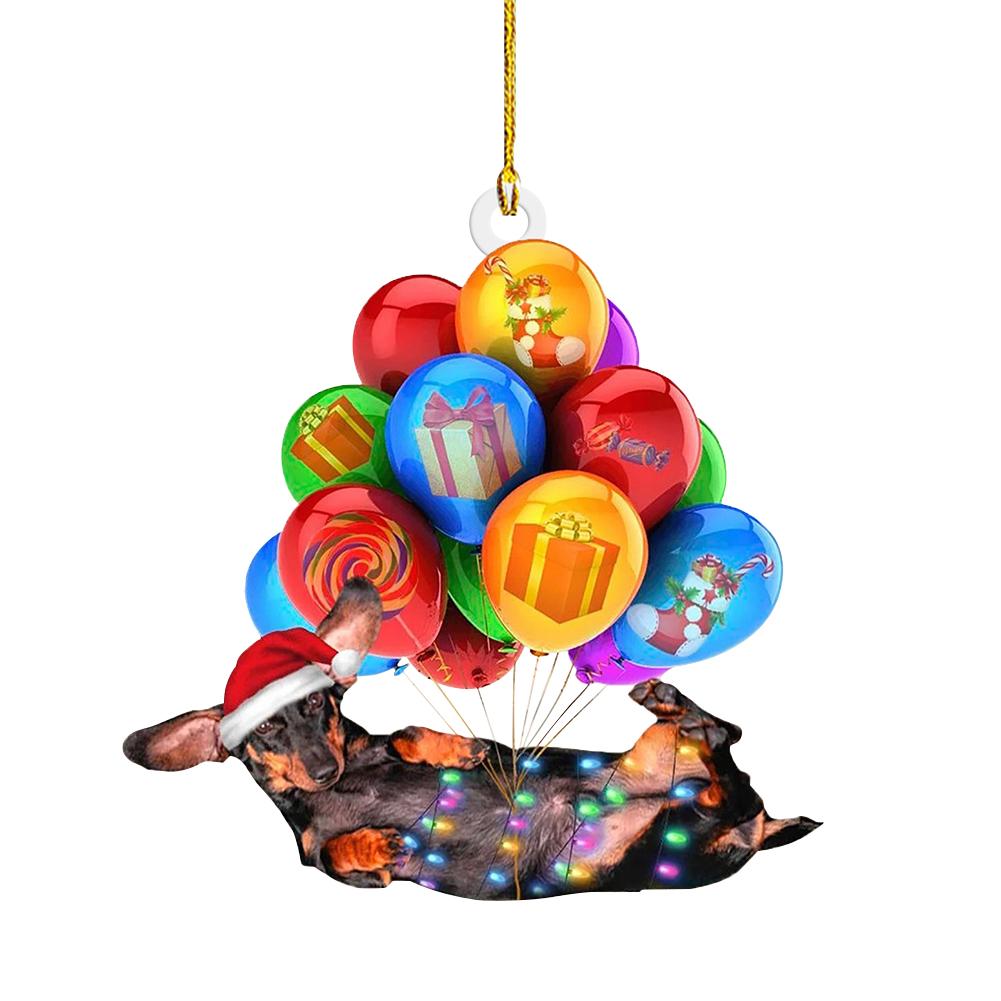 Christmas Cartoon Dachshund Ornament Acrylic Dachshund Figurines Decor Festival Theme Xmas Tree Backpack Car Interior Decor