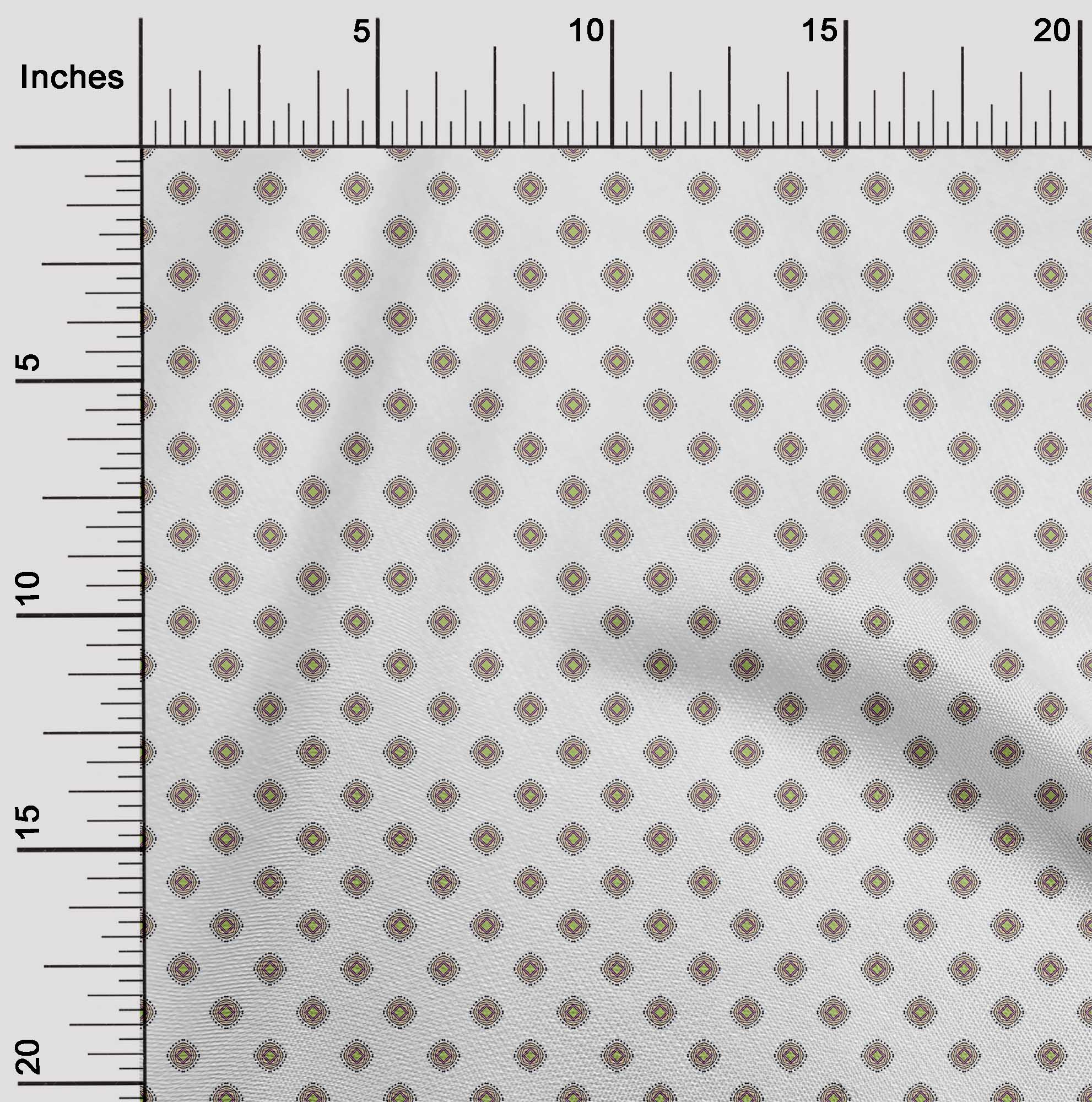 

oneOone Cotton Flex Fabric Mandala Geometric Fabric Prints By Yard 40 Inch 42 Inch Wide - Viscose Chiffon білий