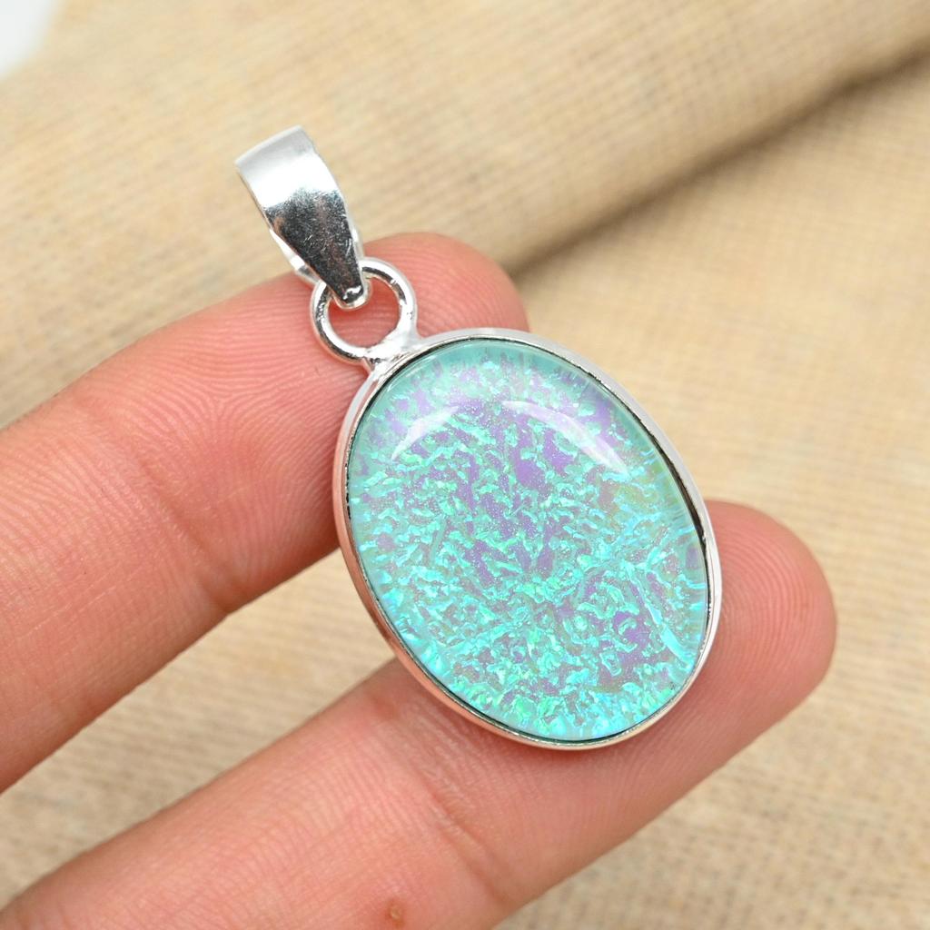 Solid 925 Sterling Silver Blue Australian Triplet Opal Gemstone Handmade Designer Pendant