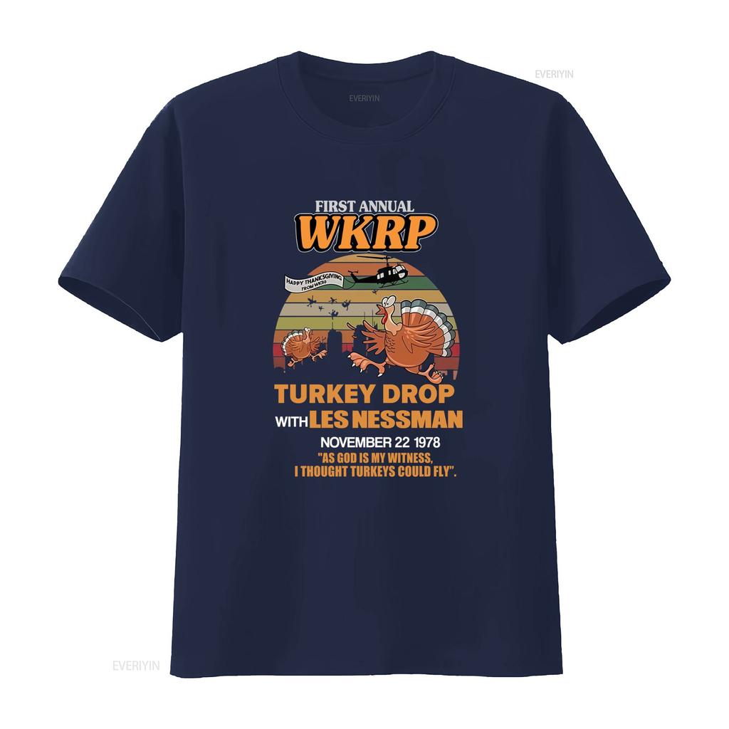 Thanksgiving Vintage Style Funny First Annual WKRP Turkey Drop Les Nessman T Shirt vintage Washed Top For Everyday Wear Casual