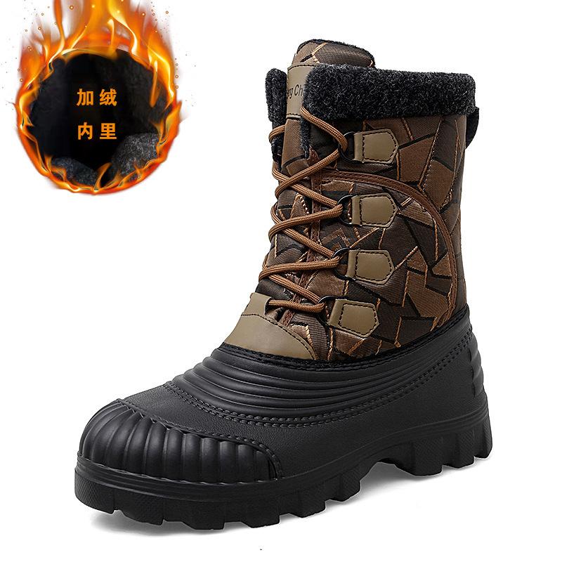High Top Snow Boots Men's Outdoor Fleece Warm Thickened Cotton Boots Winter Martin Boots