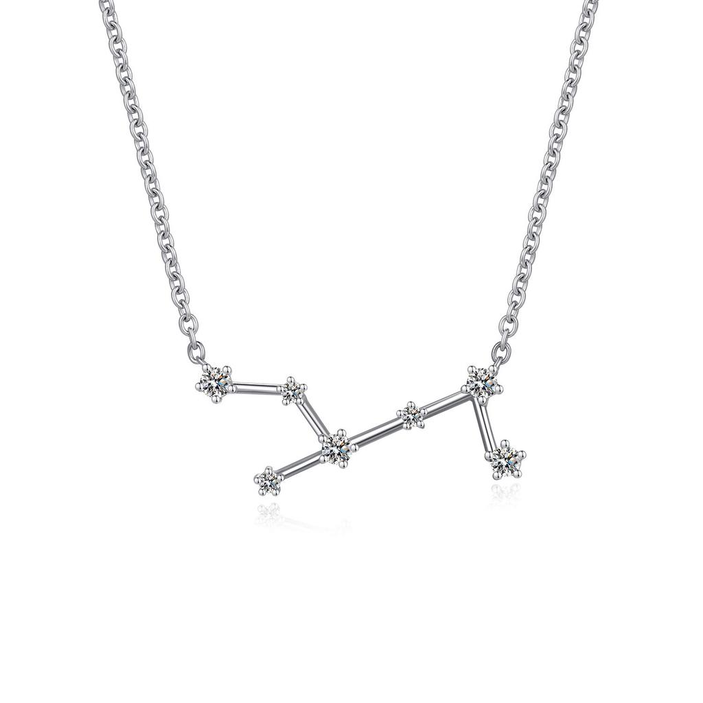 jiamiaoi 12 Constellation Necklace 925 Sterling Silver Constellation Pendant Necklace Delicate Rhinestone Constellation Sign Elegant Cubic Zirconia