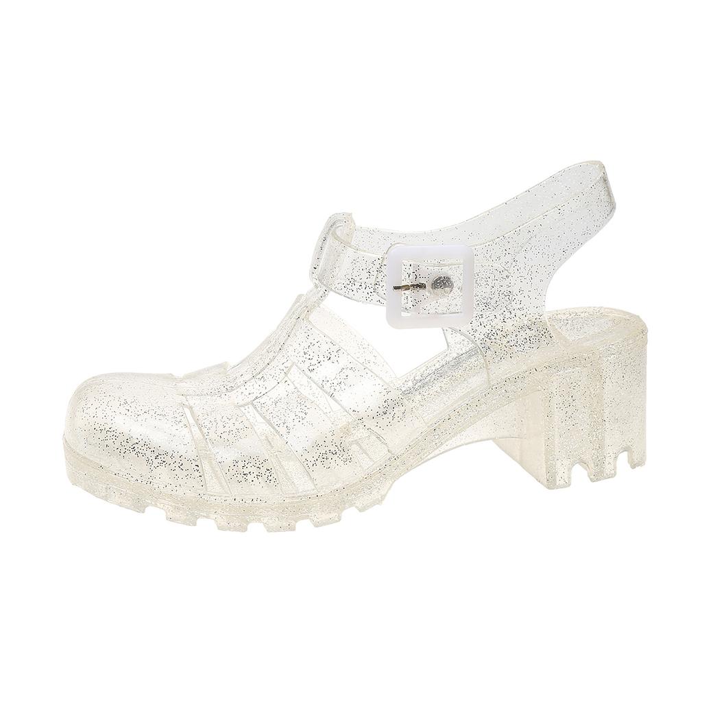 Módní univerzální dámské letní plastové vysoké podpatky protiskluzové transparentní křišťálové želé boty princeznovský styl přeshraniční obchod obuv