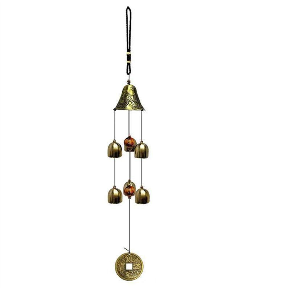 

Retro Metal Copper Bells 6 Bells Handmade Outdoor Metal Wind Chimes Handmade Craft Gift Garden Hanging Decor for Yard Garden