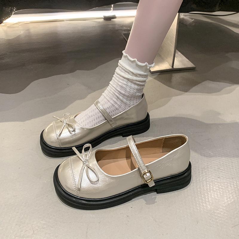 

Туфли Мэри Джейн в стиле феи, французский ретро бант, женские, лето 2025, новая коллекция, в стиле маленькой кокетки, с нежным темпераментом, одинарные туфли 40 шампанского